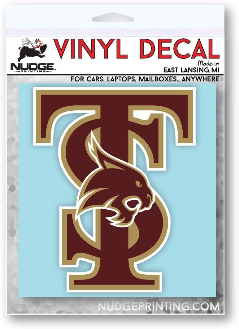Nudge Printing Collegiate NCAA Car Decal Made from Premium Weatherproof Vinyl (Texas State TS - Maroon) - Image 4